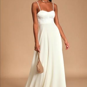 Lulus, best part of me maxi dress, cream, small